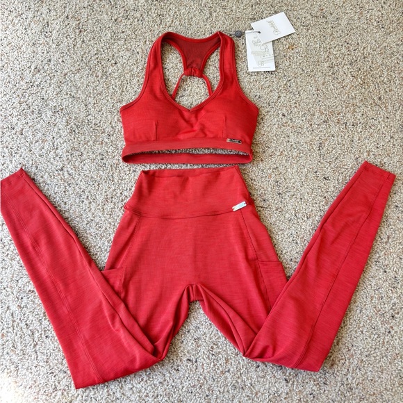 Bombshell Sportswear Pants - Bombshell Sportswear Red Sports Bra and Leggings Set